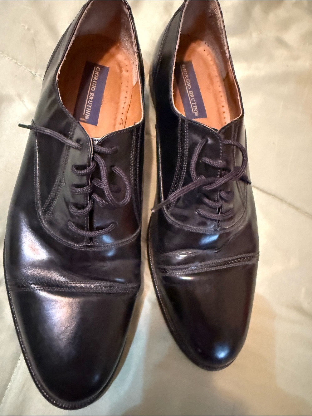 Giorgio Brutini Men's Dark Brown Cap-Toe Leather Oxfords